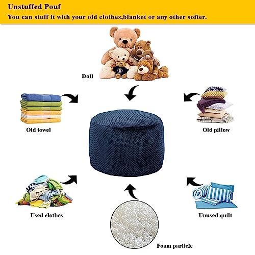 Asuprui Pouf Ottoman Unstuffed Ottoman Foot Rest No Filler Foot Stool 20x20x12 Inches Fuzzy Chair Floor Pouf Chair with Storage for Living Room Bedroom Navy Blue - color: Navy Blue