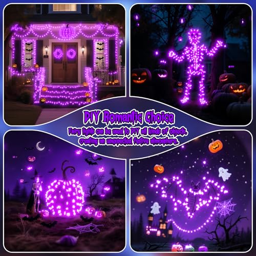 Halloween Purple Fairy Lights Battery Operate,7.2ft 20 LEDs String Lights Silver Copper Wire for Hallowen Christmas DIY Decoration Wedding Party (6 Pack) - color: Purple