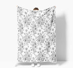 Floral Throw Blanket, Botanical Floral Blanket, Soft, Flannel, Warm, Boho Floral Bed Blanket All Season Flower Throw Blanket for Couch Bedroom Living Room, Gray 60X90 Inch