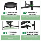 5 Tier Metal Plant Stand for Indoor Outdoor, Black | Foldable, Toolless Assembly, Flexibly Adjustable, Waterproof, Antislip