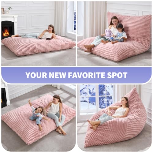 Hobestluk Bean Bag Chairs Bean Bag Floor Cushion, Bean Bag Chair for Adults Beanbag Lounger for Living Room Bedroom or Playroom - color: Pink