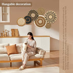 7 Pieces Bohemian Round Wall Baskets Wicker Rattan Wicker Wall Decor for Bedroom, Living Room (Style B)