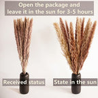 100 PCS Small Boho Pampas Grass, 17" Naturally Dried Pompas, Pampas Grass Decor for Wedding , Boho Party Decorations, Table Decor（Brown and White）
