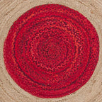 SAFAVIEH Cape Cod Collection 4' Round Red / Natural CAP701Q Handmade Boho Fringe Jute & Cotton Area Rug - color: Red/Natural, size: 4' (Round)