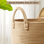 60L Jute Woven Laundry Hamper Basket Wicker Rope Clothes Hamper Tall Rattan Blanket Basket in Living Room Bedroom 15Dx20H Inches Large - color: Jute, size: Large (60L)
