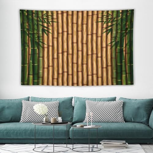 HZOHNAGO Bamboo Tapestry Retro Brown Bamboo Green Leaves Pattern Printed Wall Tapestry Painting Wall Hanging for Bedroom Living Room Dorm 60" W x 40" H - color: Bamboo-3, size: 60"L x 40"W