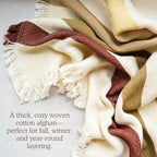 Driftwood Trail Striped Afghan Throw Blanket | Thick & Cozy | Cotton USA Made (73x48) - color: Driftwood Trail