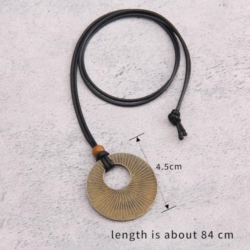 Leather Necklace for Women Long Boho Pendant Hippie Choker Necklace Bohemian Layered Leather Rope Wooden Jewelry Gifts - style: Bohemian Choker Necklace