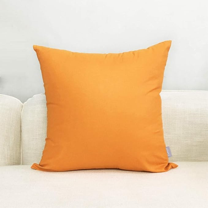 4-Pack 100% Cotton Comfortable Solid Decorative Throw Pillow Case Square Cushion Cover Pillowcase Sublimation Blank Pillow Covers Halloween DIY Throw Pillowcase(20x20 inch/ 50x50cm,Pumpkin Orange)