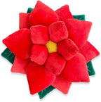 Green Philosophy Co. Poinsettia Plush Throw Pillow - Christmas Red Flower Shaped Accent Cushion | Unique Christmas Decor & Gift