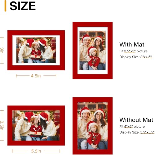 decorUhome 4x6 Picture Frame Set of 10, Display Photos 3.5x5 with Mat or 4x6 Unmatted for Picture Frames Collage Wall Decor, Red - color: Red, size: 4x6