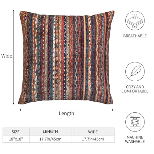 Boho Turkish Carpet Pattern Pillow Covers 18 x 18 Set of 2 Vintage Bohemian Throw Pillow Cover Abstract Striped Decorative Pillowcases Home Decor for Couch Bed Sofa Outdoor - color: Turkish Carpet Pattern