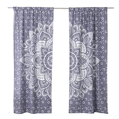 Popular Handicrafts Indian Hippie Bohemian Beautiful Ombre Color Mandala Curtain Panels Grey Silver - color: Grey Silver, size: 38"W x 83"L (Pack of 2)