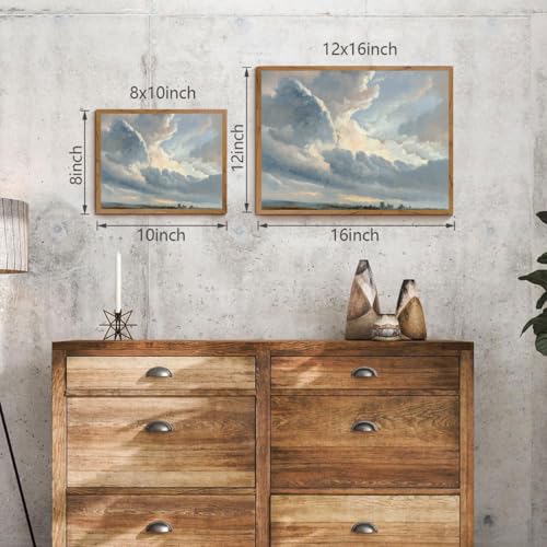 OIQArtOIQ Vintage Landscape Canvas Wall Art Framed Natural Scenery Painting Artwork Prints France Country Wilderness Farmhouse Decor Pictures Kitchen Bedroom Living Room Bathroom - color: Cloud, size: 12x16 in
