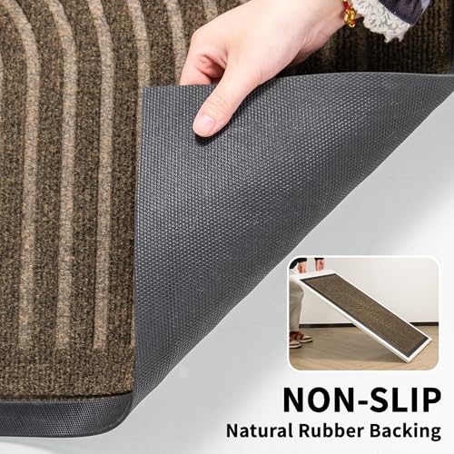 Heavy Duty Door mat Outdoor Indoor Entrance, Non Slip Welcome Mat, Natural Rubber Floor Mat for Entryway, Patio, Garage, Porch, 32"x47",Brown - color: Brown, size: 47"×32"