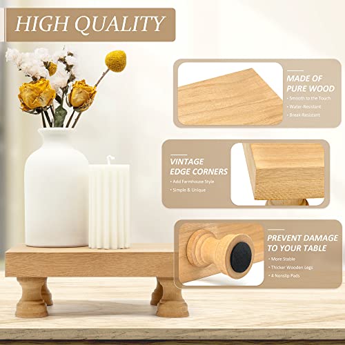 EOSAHR Modern Farmhouse Wood Riser for Display : Decorative Pedestal Stand for Home & Kitchen Decor and Retro Soap Stand for Sink - Rustic Bathroom Counter Tray and Countertop Organizer (Light Brown) - color: Light Brown - Paulownia Wood