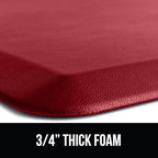 GORILLA GRIP Comfortable Cushioned Kitchen Mats for Floor, Waterproof and Stain Resistant Soft Top, 3/4 Inch Thick Ergonomic Standing Desk Anti Fatigue Mat, Foam Supports Ankles and Feet, 20x32, Red
