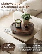 Demigo 10" Acacia Wood Round Tray - Dark Brown Pedestal Stand - Farmhouse Countertop Organizer, Multi-Purpose Display Riser Board for Soap, Perfume, Candles, Kitchen, Bathroom (10x2.5 Inch) - color: Dark Brown