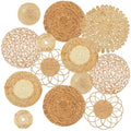 Glenmal Set of 13 Boho Wall Basket Decor Woven Rattan Flat Baskets Handmade Boho Wicker Bamboo Seagrass Wall Hanging Decor for Bedroom Living Room Dining Room Office Ready to Hang(Classic) - style: Classic