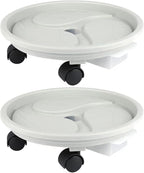 10 Inch Plant Caddy with Wheels & Water Container, 10.4" Round Plant Tray with Water Drawer, Rolling Planter Stand, for Indoor Outdoor, Bearing 110 Lbs, 2 Pack