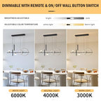 ORANOOR Modern LED Pendant Lights, Dimmable 39in Linear Wave LED Chandelier Lighting, Black & Gold Dining Room Hanging Light Fixtures Kitchen Island Globe Pendant Light for Dining Table (2705lm)