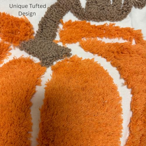 2Pack 18x18in Fall Decorative Cozy Pumpkin Tufted Embroidery Stereo Sofa Pillow Covers for Home Decor, Sofa Living Room, Couch, Bed. 45x45 cm. (Bright Orange Pumpkin) - color: Bright Orange Pumpkin