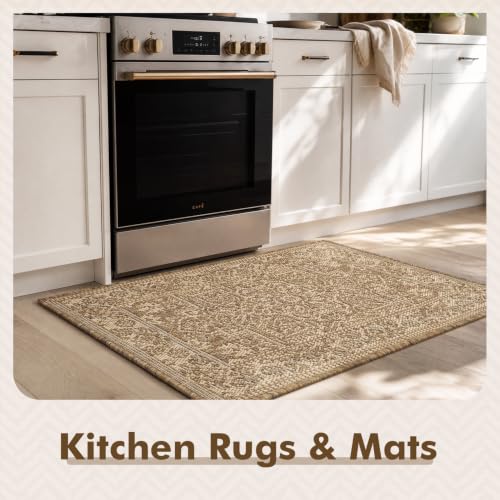 MontVoo-2x3 Outdoor Rug Porch Entryway Rug-Polypropylene Door Mat Indoor Outdoor Entrance Entry Rugs Kitchen Rugs, Textured Weave, Durable, Fade-Resistant, Non-Shedding, Vintage Neutral Brown - color: Brown Beige, size: 2' x 3' (Rectangular)