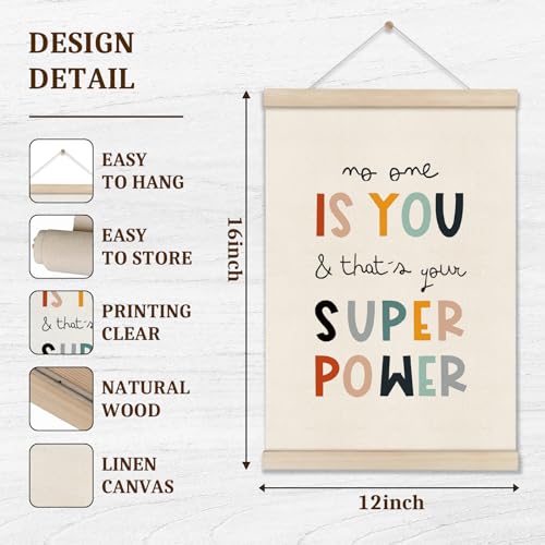 DOI-LANEE Positive Affirmations Wall Decor for Kids, Inspirational Motivation Poset Banner for Office Classroom Playroom Nursery Bedroom, No One Is You Superpower I Can Do Anything, 2 Pack - color: Off-White A04