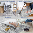 2x6 Non-Slip Washable Kitchen Runner Rug – Modern Coastal Abstract Carpet Runner for Hallway Bedroom Bathroom Laundry Room Entryway – Low-Pile Thin Rubber Backed (Blue Gray 2x6) - color: Blue Gray, size: 2' x 6' (Rectangular)