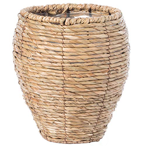 Vintiquewise Woven Round Flower Pot Planter Basket with Leak-Proof Plastic Lining- Small - size: Small