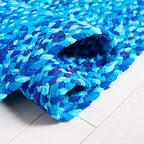 SAFAVIEH Braided Collection Area Rug - 3' x 5' Oval, Turquoise, Handmade Country Farmhouse Reversible Cotton, Ideal for High Traffic Areas in Living Room, Bedroom (BRD452K) - color: Turquoise, size: 3' x 5' (Oval)
