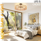 Hamilyeah 20 inch Boho Flush Mount Ceiling Light Fixture, Rattan Ceiling Light Fixture with 4 Light,Woven Light Fixtures Ceiling Mount for Living Room, Bedroom, Kitchen - color: 20INCH Semi Ceiling Light