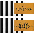 Timgle 4 Pack Hello and Welcome Doormat 30'' x 18'' Black and White Striped Rug 35'' x 24''Front Door Mats for Front Door Farmhouse Outdoor Doormats for Indoor Outside Entryway