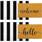Timgle 4 Pack Hello and Welcome Doormat 30'' x 18'' Black and White Striped Rug 35'' x 24''Front Door Mats for Front Door Farmhouse Outdoor Doormats for Indoor Outside Entryway