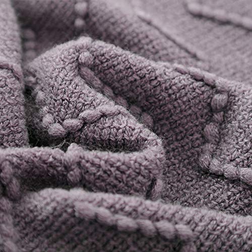 BOURINA Dark Lavender Throw Blanket 50x60 Inches Throw Textured Solid Soft Sofa Couch Decorative Knitted Blanket - color: Dark Lavender, size: 50"x60"