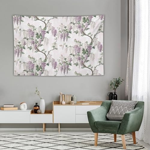 HZOHNAGO Lavender Flower Tapestry Purple Floral Tree Botanical Pattern Printed Wall Tapestry Wall Hanging for Bedroom Living Room Dorm 60" W x 40" H - color: Lavender-3, size: 60"L x 40"W