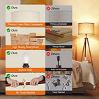 OUTON Wood Tripod Floor Lamp with Shelves, Mid Century LED Modern Dimmable Floor Lamp with Remote Control, Sturdy Tall Standing Lamp with Beige Linen Texture Shade for Living Room, Bedroom, Office - color: Walnut