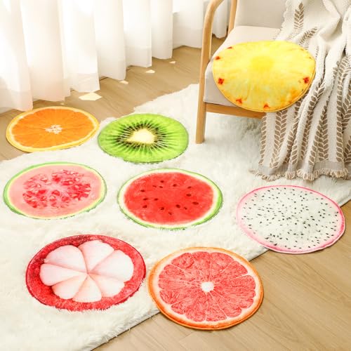 Tinideya 8 Pcs Fruit Carpet Circle Seats for Classroom Sitting 15 Inch Small Floor Cushions Round Classroom Rugs Bulk for Home Decorations School Group Activity