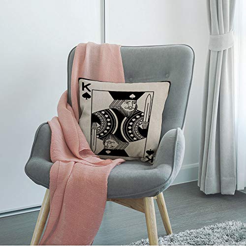 HGOD DESIGNS Poker Card Throw Pillow Cover,King of Spade Spades Playing Casino Vegas Decorative Pillow Cases Cotton Linen Square Cushion Covers for Home Sofa Couch 18x18 inch - color: Color Z18