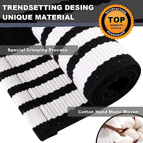 KaHouen Black and White Striped Rug (27.5 x 43 Inches),Black and White Outdoor Rug, Hand-Woven Striped Rug Indoor/Outdoor Area Rug Front Door Floor Mat for Farmhouse/Porch/Living Room.