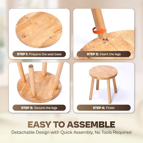 11.8" Wooden Stool Small Round, Solid Wood Plant Stand Indoor, Mini Wood Side Table for Living Room Bedroom Bathroom, Rustic Farmhouse Decorative Stool (Natural) - color: Natural