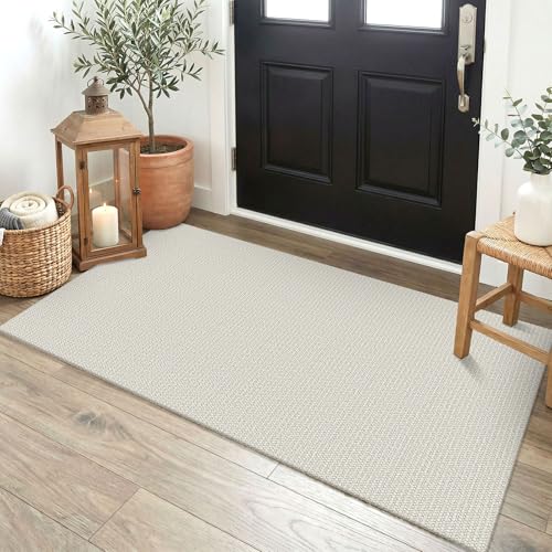 EARTHALL Washable Runner Rug 2x4 Ft Non Slip Runners for Hallways Cotton Rubber Backed Entryway Runner Braided Indoor Floor Runners Carpet for Entryway, Hallway, Kitchen, Bedroom, Cream/Grayish - color: Cream/Grayish, size: 2' x 4' (Runner)