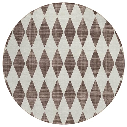 Addison Rugs Chantille ACN578 Brown 8' x 8' Indoor Outdoor Round Rug, Easy Clean, Machine Washable, Non Shedding, Bedroom, Living Room, Dining Room, Kitchen, Patio Rug - color: Brown, size: 8' (Round)
