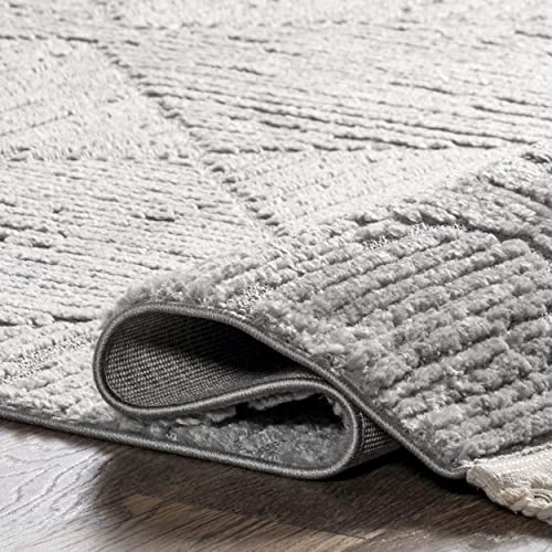 Nuloom Kerry Light Grey, 2'8" x 8', Geometric, Soft and Cozy, High Traffic, Stain Resistant, Easy Clean, Durable Runner for Bedroom, Living Room, Dining Space, Den, Foyer, Entryway - color: Kerry Light Grey, size: 2'8" x 8' (Rectangular)