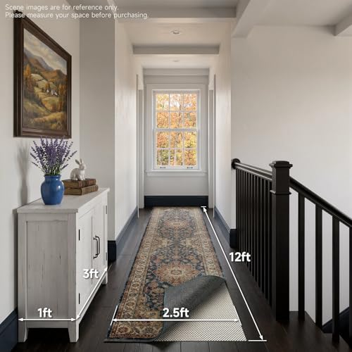 Veken Rug Pad Gripper for Hardwood Floors, Non Slip Rug Pads for Area Rugs, Thick Rug Grippers for Tile Floors, Under Carpet Anti Skid Mat, Keep Your Rugs Safe and in Place, 2.5x12 Ft - size: 2'6" x 12' (Rectangular), style: White