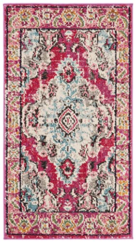 SAFAVIEH Monaco Collection Area Rug - 2'2" x 4', Pink & Multi, Non-Shedding & Easy to Clean, Distressed Medallion Design, Ideal for Front Door, Kitchen, Entryway, Accent Space (MNC243D) - color: Pink/Multi, size: 2'2" x 4' (Rectangular)