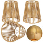 3PCS Chandelier Lamp Shades,Rattan Lamp Shade Clip-on Rattan hanging lamp Shade,Natural Touch Hand Woven Lampshade for Chandeliers, Pendants, Wall Sconces, 3.9 x 5.6 x 5.4 in