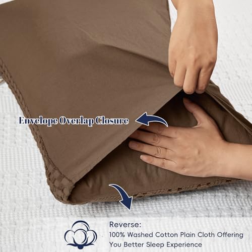 PHF 100% Cotton Waffle Pillow Shams Standard Size, 2 Pack 20" x 26" Soft Skin-Friendly Pillowcases, No Filling, Aesthetic Woven and Breathable Waffle Weave Pillow Case Covers for Bed, Chocolate - color: Chocolate, size: 26" x 20" (Pack of 2)