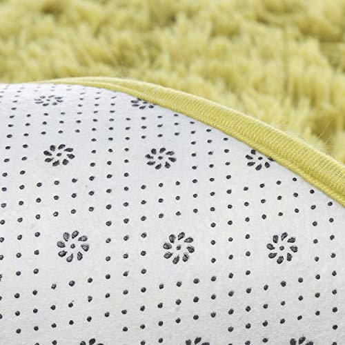 junovo Ultra Soft Washable Shaggy Rug - Non-Slip Oval Carpet for Nursery, Kids Bedroom & Home Decor (2.6x5.3ft Green) | Plush Fluffy Floor Mat for Cozy Living Spaces - color: Green, size: 2.6' x 5.3'