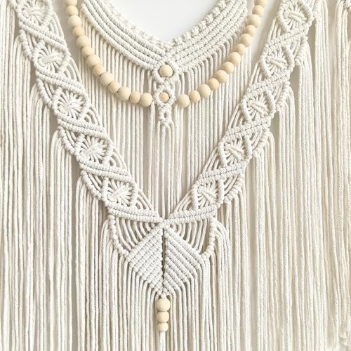 Achart Macrame Wall Hanging Large- Boho Wall Decor- large wall art- Wall Decor Living Room- Macrame Tapestry Boho Decor for Bedroom (Beige-V) - color: Beige-V